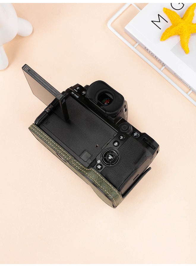 Fuji XH2 Camera Case Leather Case XT5 XS10 Xh2xh2 XS20 Base Camera Case Protective Bag-Color:XH2 XH2  Black + Shoulder Strap - Image 5