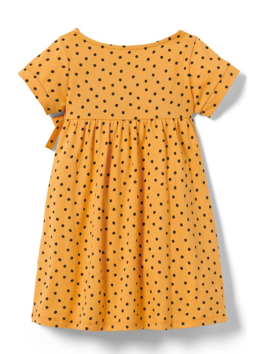 Tchibo Toddlers Girl Short Sleeves Polka Dots Jersey Dress, Yellow  - Image 3