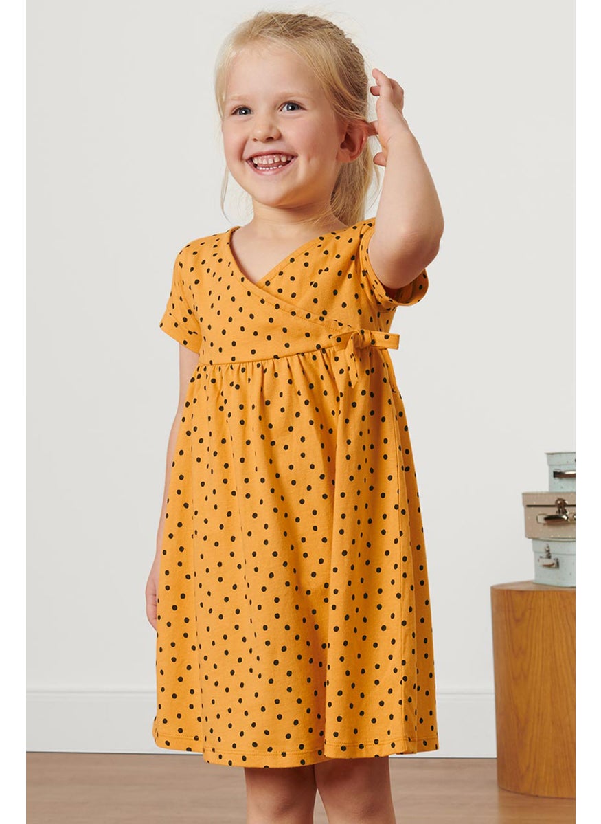 Tchibo Toddlers Girl Short Sleeves Polka Dots Jersey Dress, Yellow  - Image 1