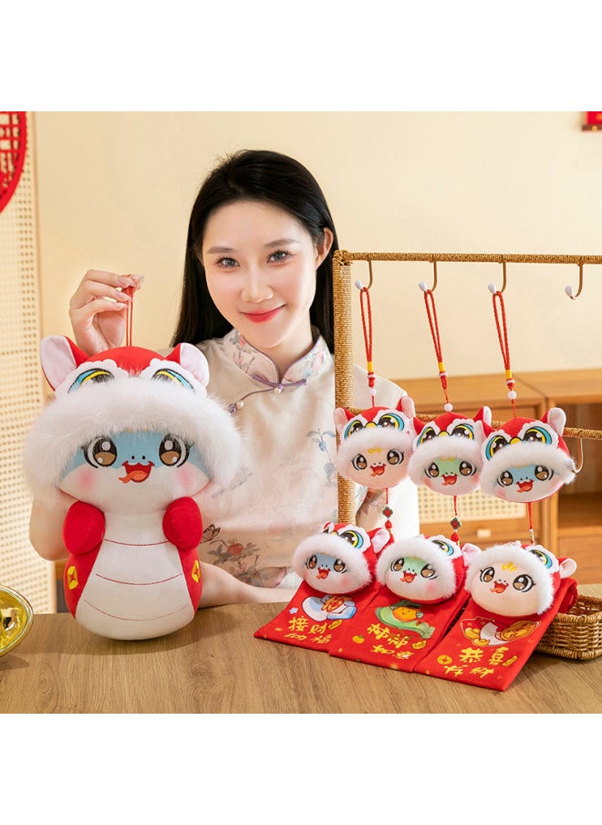 Year Of The Snake Mascot Moe Bao Snake Doll Red Envelope Pendant Company Annual Meeting Gift Zodiac Snake Plush Toy Doll Batch-Specifications:32cm Cute Snake With Random Colors-Color:Red  - Image 2