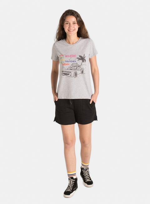 CREW NECK PRINTED TOP