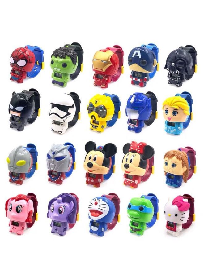 Children's Cartoon Toys Electronic Retractable Watch Deformation Anime Electronic Watch Boys Girls Toys Electronic Watches-Color:English Telescopic Batman Watch - Image 2