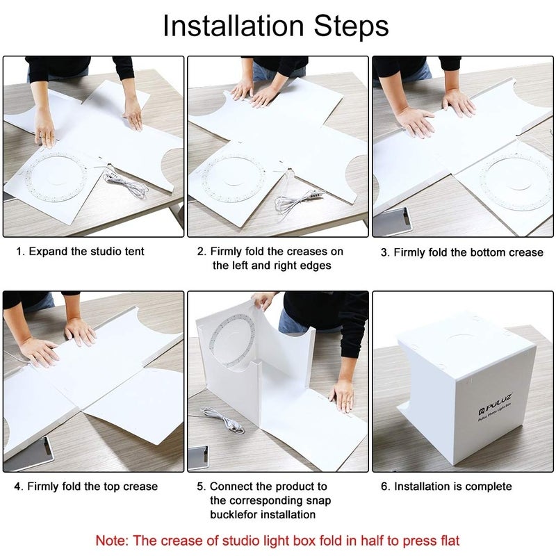 PULUZ 30cm Ring Light Photo Studio Light Box, Adjustable Portable Photography Shooting Light Tent Kit with White/Warm/Soft Lighting 128pcs LED Lights + 6 Backdrops for Product Display - Image 5