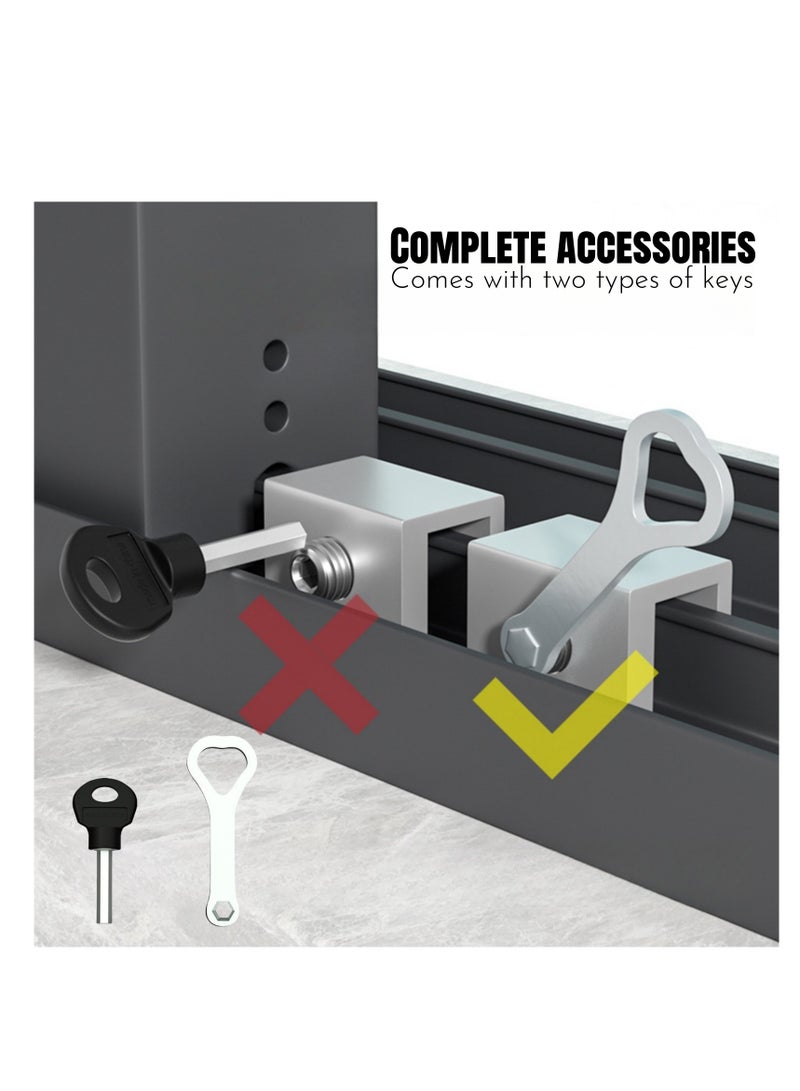 NOVOLAN NOVOLAN Sliding Window Locks, Adjustable Child Safety Locks for Vertical & Horizontal Sliding Windows & Doors, 8 Lock Set with 4 Long & 4 Short Locks, Aluminum Alloy with Key, Window Tracks 1-16mm  - Image 4
