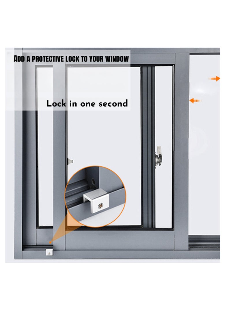 NOVOLAN NOVOLAN Sliding Window Locks, Adjustable Child Safety Locks for Vertical & Horizontal Sliding Windows & Doors, 8 Lock Set with 4 Long & 4 Short Locks, Aluminum Alloy with Key, Window Tracks 1-16mm  - Image 3