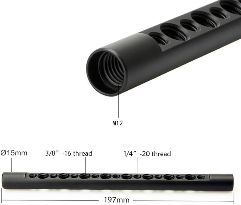 NICEYRIG 7.7 Inch 15mm Cheese Rod with 1/4 3/8 Locating Holes for DSLR Camera Cage Rig System - 074 - Image 3