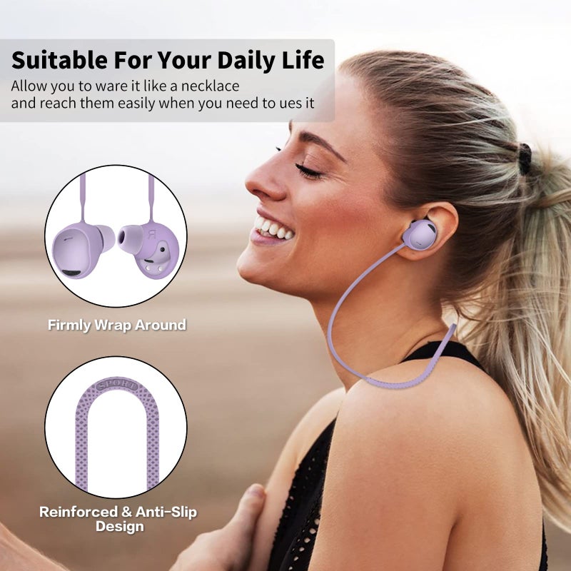 WOFRO حزام مضاد للفقد WOFRO لسماعات Galaxy Buds 2 Pro (2022)، ملحقات حبل ناعم من السيليكون متوافقة مع سماعات Samsung Galaxy Buds Pro 2 (بورا بنفسجي) - Image 4