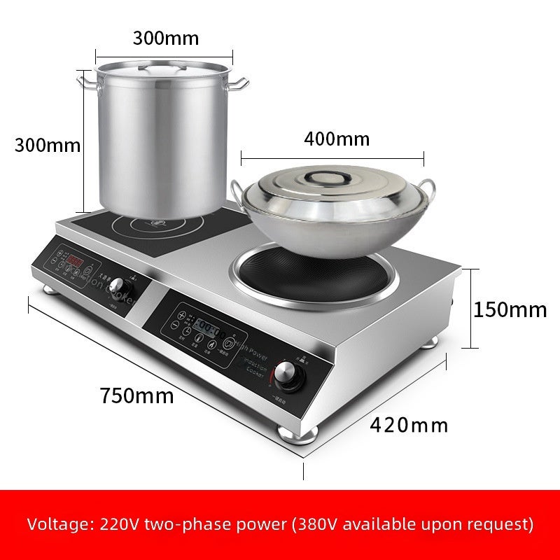 Dual-Burner Electric Cooktop with Black Crystal Panel - High Power, Multi-Function for Home and Commercial Use - Image 1