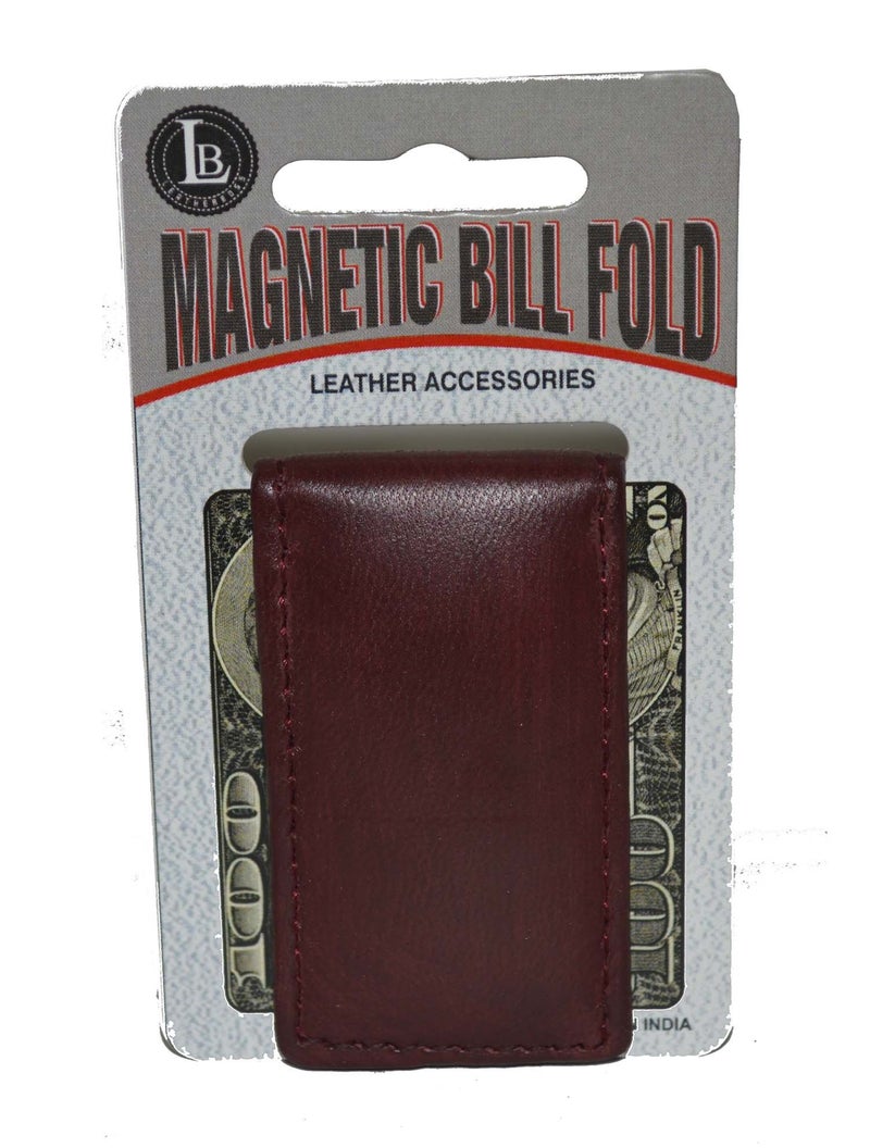 LB LEATHERBOSS Leatherboss Genuine Leather Slim Magnetic Minimalist Bifold Money Clip Cash Holder Wallet, Cherry - Image 4