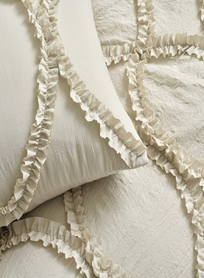 Lush Decor Riviera Bedspread King Size 3 Piece Set Neutral - Ruffled Bedding Set King Bedspread - Beige Bedding - Vintage Coquette Room Decor - Image 5