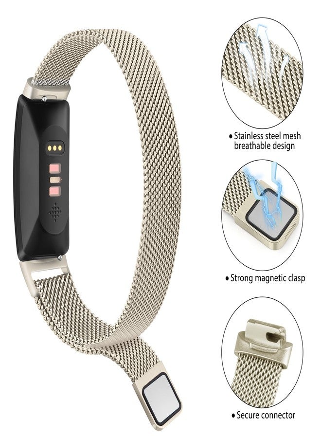 Vanjua for Fitbit Inspire 2 Bands Women Men, Stainless Steel Metal Mesh Loop Adjustable Magnetic Wristband Replacement Strap for Fitbit Inspire 2 Fitness Tracker, One Size, Stainless Steel, no - Image 2