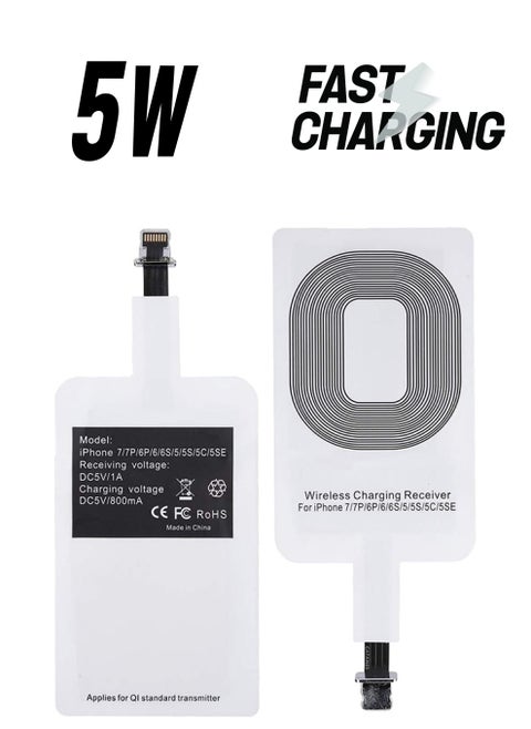 iPhone 5c Wireless Charging Receiver 5V 800mAh Wireless Charger Adapter Plug and Play Fast Charging Qi Receiver