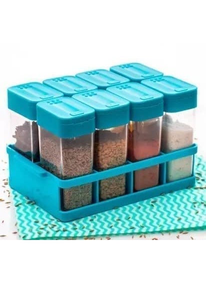 DOSJNI DOSJNI Kitchen 8 Pcs Sets Airtight Rasoi Box Spice Storage Jar Masala Box Spice Container Idle for Easy Flow Spice Storage Container with Tray Black  - Image 5