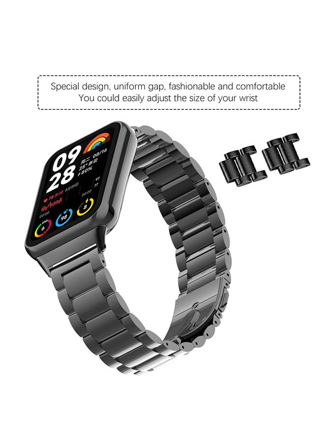O Ozone Metal Watch Strap for Xiaomi Mi Smart Band 8 Pro, 3 beads Stainless Steel Adjustable Smartwatch Replacement Bracelet Wristbands for Men Women - Silver  - Image 4