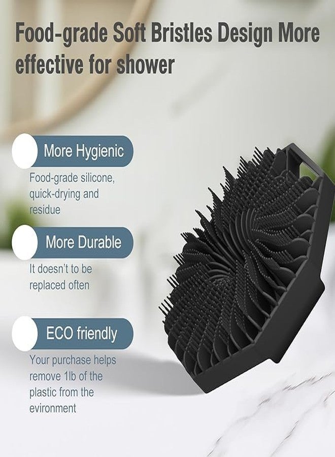 CORSULA Silicone Body Scrubber | Silicon bathing brush Silicone Body Brush | Dry Brush Body Exfoliating Brush Gentle Exfoliating for Women,Men and Babies with Sensitive Skin (Black) - Image 3