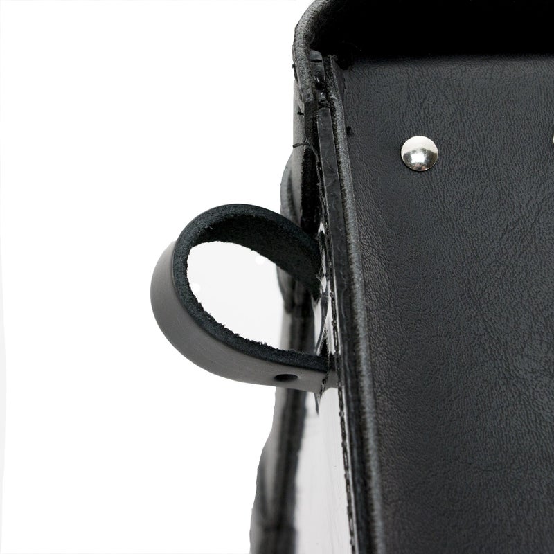Dowco Willie & Max Black Synthetic Leather Small Motorcycle Swingarm Bag for Softail/Triangulated Swingarm Models - Chrome Buckles - Made in USA [59776-00] - Image 3