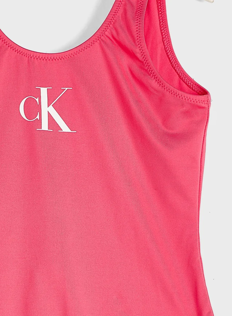Calvin Klein Jeans Youth Logo Print Swimsuit