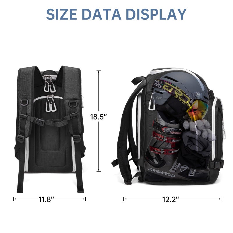 MIGGEEY Ski Boot Bag, 50L Ski Boot Travel Backpack for Skis, Snowboard & Accessories, Waterproof Padded Ski Boot Bag Backpack - Image 5