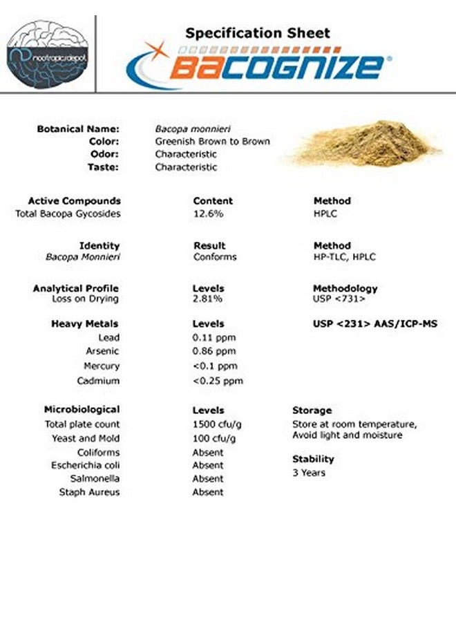 Nootropics Depot Bacognize Bacopa Monnieri 300Mg Capsules (120 Count) Ayurvedic Herb Nongmo Gluten Free And Vegetarian Friendly - Image 5