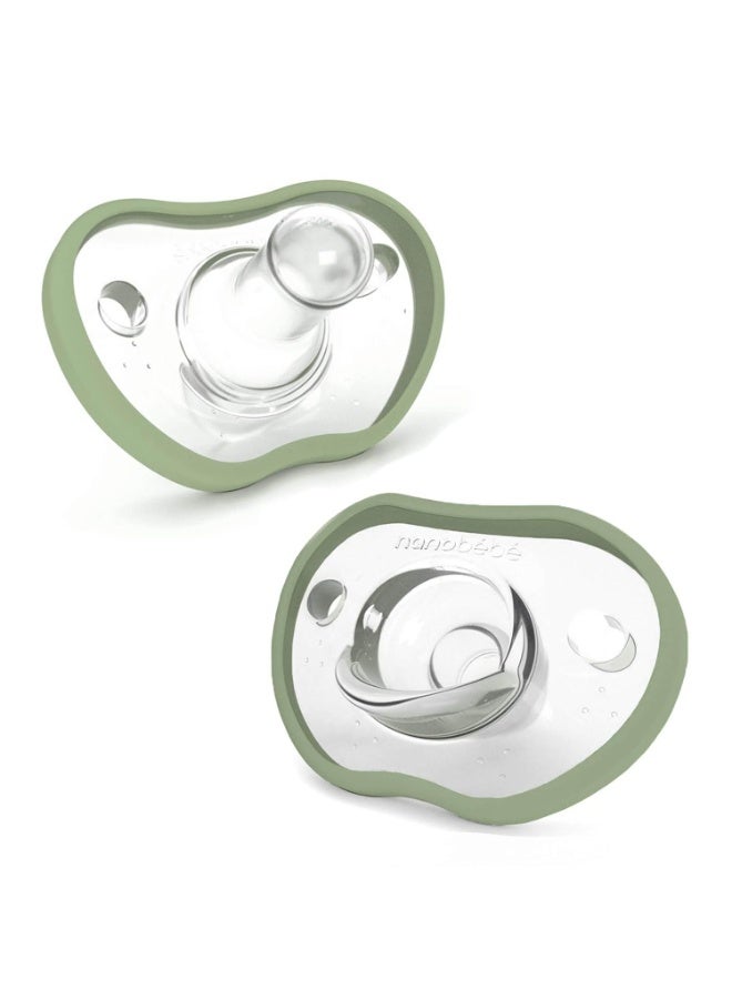 Baby Pacifiers 0-3 Month - Orthodontic, Curves Comfortably with Face Contour, Award Winning for Breastfeeding Babies, 100% Silicone, Perfect Baby Registry Gift 2pk, Sage Pack of 1