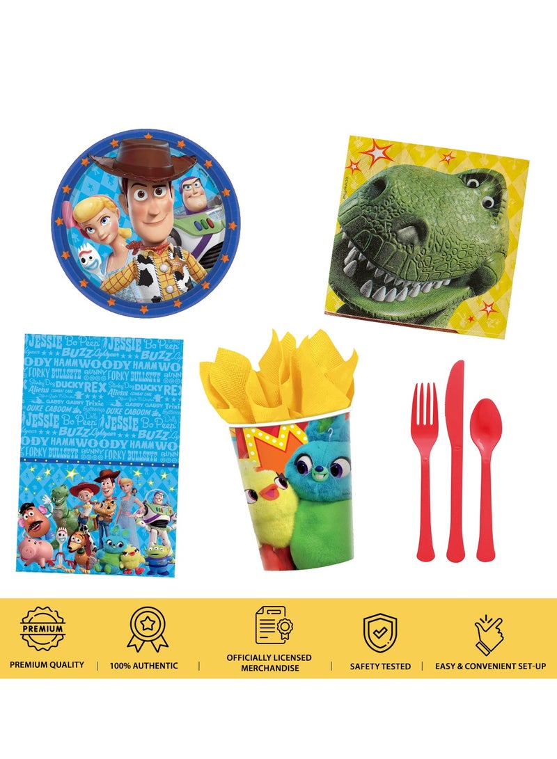Amscan Toy Story 4, 57 Pieces Tableware Party Supplies for 8 Guests, Includes Napkins, Plates, Cups, Cutlery and Tablecover - Image 2