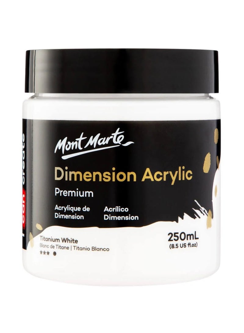 Mont Marte Premium Dimension Acrylic Paint 250ml Content Titanium White - Image 1