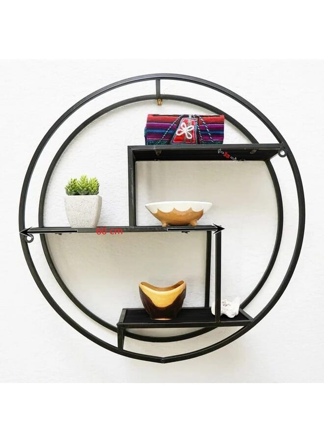 Home Gallery A Circular Metal Shelf With Two Shelves Brown 60x20  - Image 2