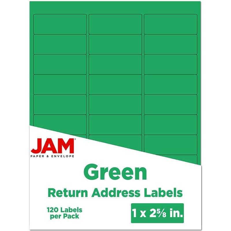 JAM PAPER Return Address Labels - Standard Mailing - 1 x 2 5/8 - Green - 120 Shipping Labels/Pack - Image 1