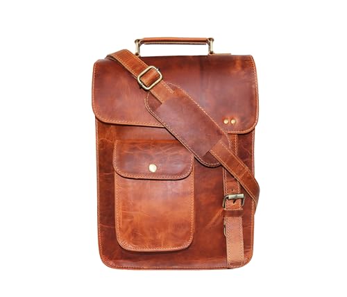 Jaald 13 Leather Messenger Bag Laptop Case Office Briefcase Men Computer Distressed Shoulder Bag - Image 1