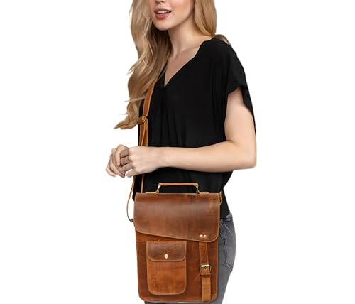 Jaald 13 Leather Messenger Bag Laptop Case Office Briefcase Men Computer Distressed Shoulder Bag - Image 3