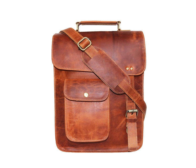 Jaald 13 Leather Messenger Bag Laptop Case Office Briefcase Men Computer Distressed Shoulder Bag - Image 2