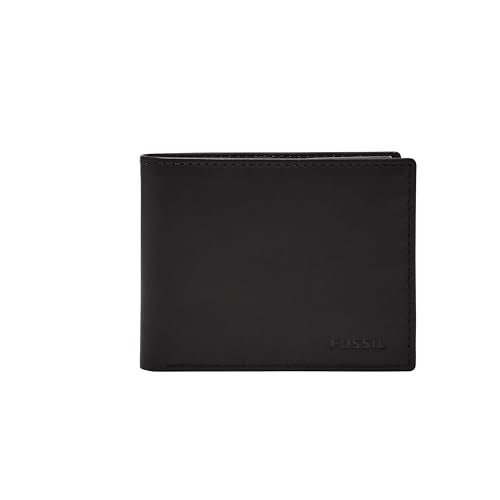 Fossil Men's Derrick Leather RFID-Blocking Bifold Passcase with Removable Card Case Wallet, Black, (Model: ML3771001) - Image 1