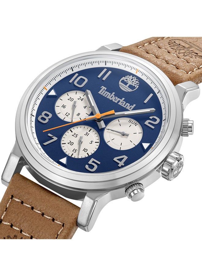 Timberland Men Pancher 46 mm Men's Multifunction Watch Navy  Dial  & Brown Leather Strap - Image 4