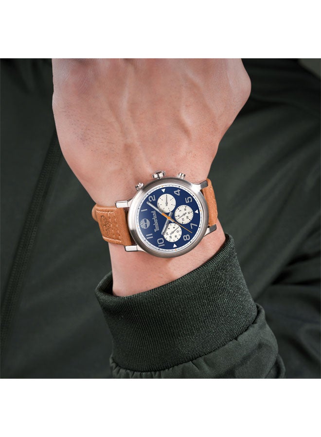 Timberland Men Pancher 46 mm Men's Multifunction Watch Navy  Dial  & Brown Leather Strap - Image 5