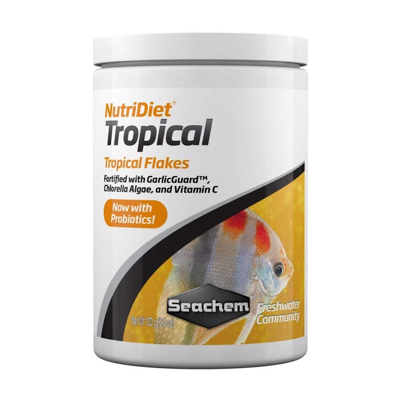 Seachem NutriDiet Tropical Flakes - Probiotic Fish Food Formula with GarlicGuard 100g