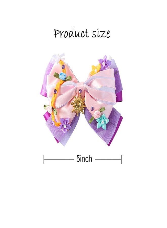 Fancheer Princess Hair Bow Clips for Girls Women 5 Inch Fairy Hair Accessories Purple - Image 2