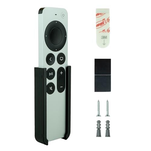 matterform Remote Holder for Apple TV Siri Remote Control | Surface or Wall Mounted Remote Organizer | Includes Adhesive Tape, Magnet and Screw Mounting Options (Black) - Image 1