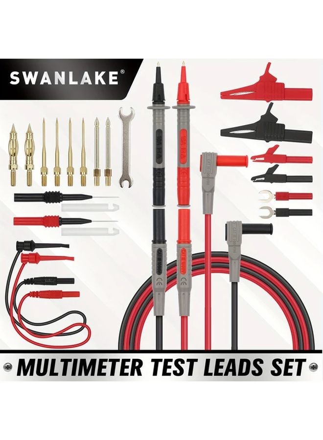 طقم رؤوس اختبار ملتيمتر SW 27PC مع مشابك تمساح، مقابس موز، ومجسات 1000 فولت 10 أمبير CAT III - Image 2