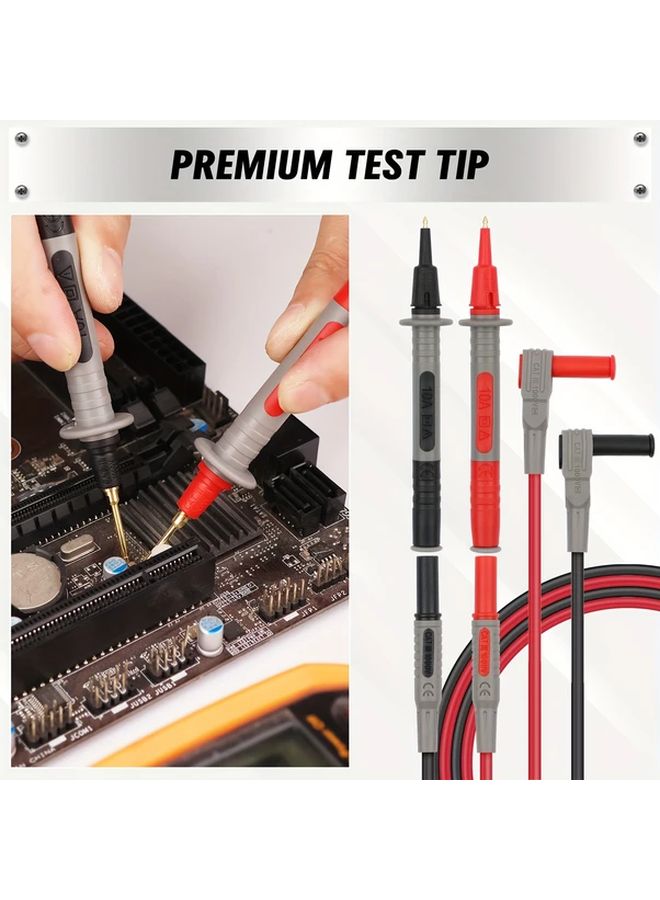 طقم رؤوس اختبار ملتيمتر SW 27PC مع مشابك تمساح، مقابس موز، ومجسات 1000 فولت 10 أمبير CAT III - Image 3