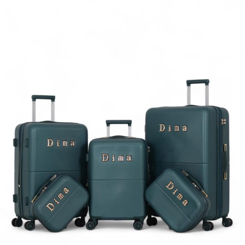 DIMA 5-piece luggage set, including 3 trolley bags and 2 makeup bags, with double covers and an expansion zipper - Image 1