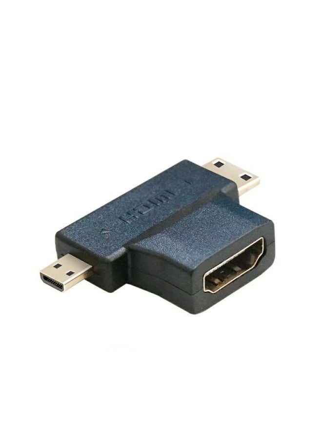 Generic 3-in-1 HDMI to Mini/Micro HDMI Adapter Black  - Image 1