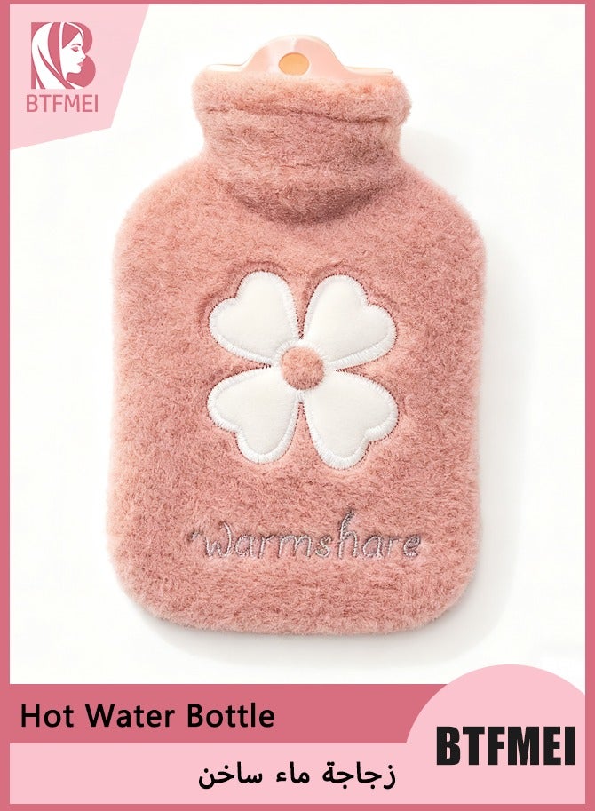 BTFMEI 1000ML Hot Water Bottle with Knitted Cover – Leak-Proof, Explosion-Proof, Long-Lasting Heat Therapy for Pain Relief, Menstrual Cramps, Neck, Shoulder, Hand & Feet Warmer – Pink - Image 1