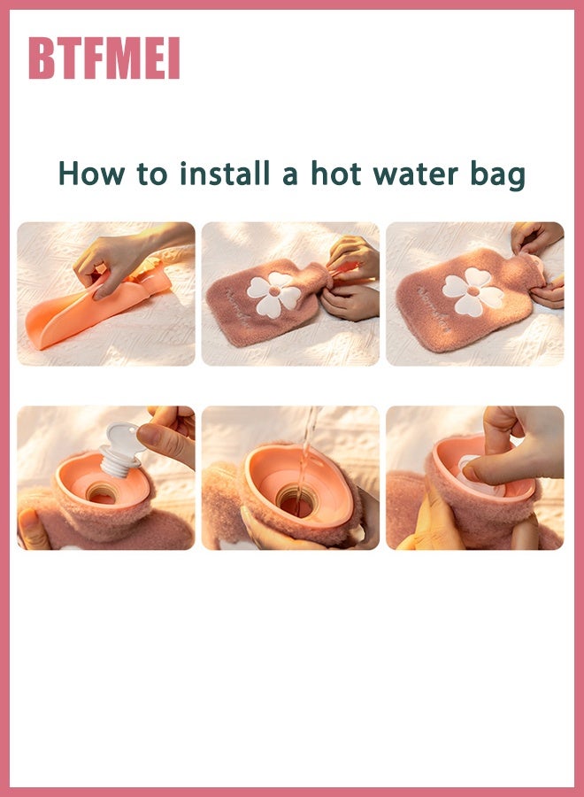 BTFMEI 1000ML Hot Water Bottle with Knitted Cover – Leak-Proof, Explosion-Proof, Long-Lasting Heat Therapy for Pain Relief, Menstrual Cramps, Neck, Shoulder, Hand & Feet Warmer – Pink - Image 3