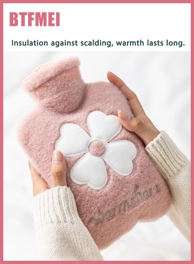 BTFMEI 1000ML Hot Water Bottle with Knitted Cover – Leak-Proof, Explosion-Proof, Long-Lasting Heat Therapy for Pain Relief, Menstrual Cramps, Neck, Shoulder, Hand & Feet Warmer – Pink - Image 4