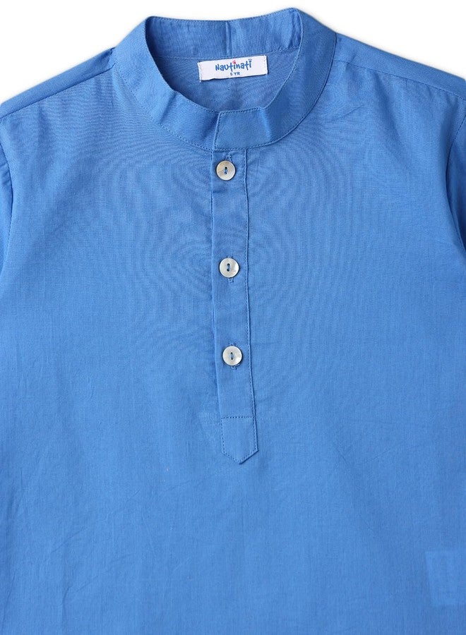 Nautinati Boys Ethnic Kurta Pyjama Set with Printed Nehru Jacket | Cotton | Age 1-5 Year - Image 4