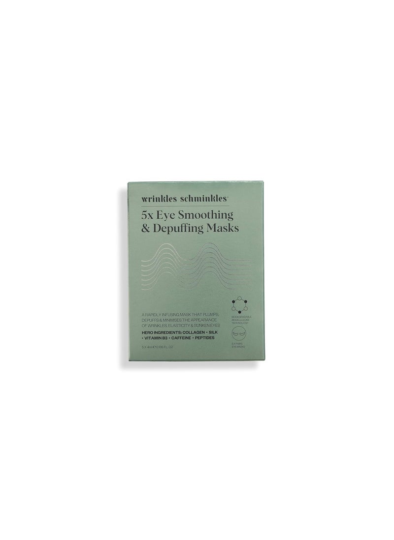WRINKLES SCHMINKLES - Wrinkles Schminkles Eye Smoothing  Depuffing Masks  Collagen Depuffing Mask for Smooth Wrinkles Reduce Puffy Under Eyes  Hydrate Dark Circles  100 Biodegradable 5 Pairs - Image 1
