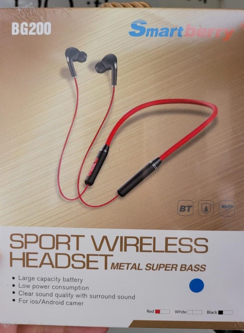Smart Berry سماعة رأس لاسلكية أصلية معدنية سوبر باس سمارت بيري - أحمر - Image 1