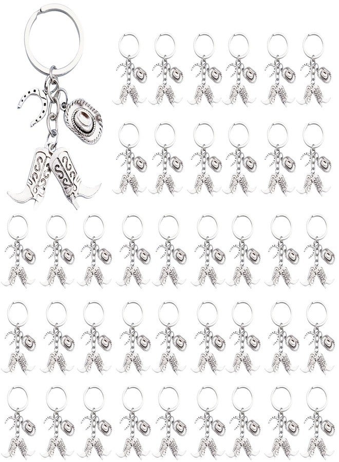 iMagitek 40 Pcs Western Cowboy Keychains Western Party Favors Hat Boot Horseshoe Keychains for Guests Western Party Supplies Horse Lover Gifts for Cowboy, Cowgirl - Image 1