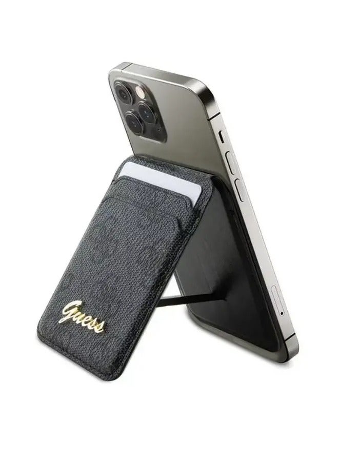 GUESS MagSafe Wallet Cardslot with Stand and 4G Classic Design / Secure Card Holder / High-Quality Phone Accessory - Black - Image 5