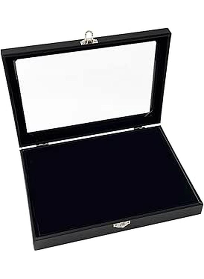 19.5x33.9 Inch Black Shadow Box Frame Display Case With Glass Front And Black Velvet Backing For Pins Medals Badges And Trading Cards - Image 1